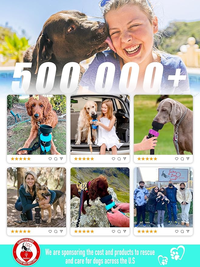 lesotc Dog Water Bottle, Portable Water Dispenser with Travel Water Bowl, Leak Proof Pet Travel Squeeze Bottle, Puppy Essentials Dog Stuff Accessories for Outdoor Walking, Hiking, Camping