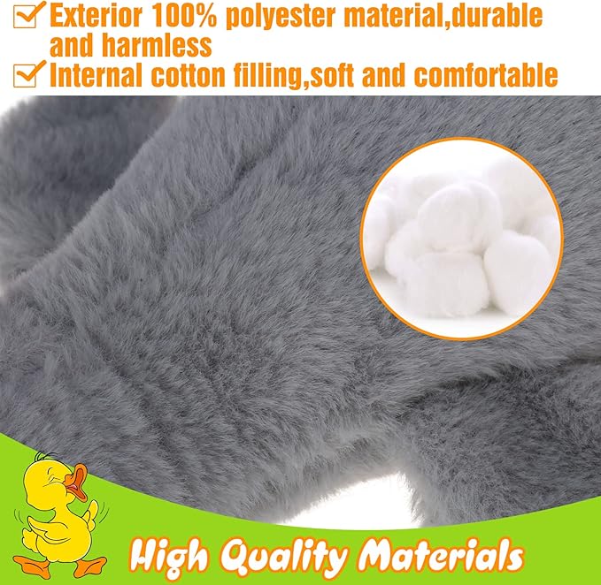 EXPAWLORER Plush Squeaky Duck Dog Toy - Soft Stuffed Cute Duck, Best Birthday Gift Interactive Filled Chew Toys for Small Medium Large Dogs Puppy Biting Training Teething, Grey