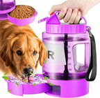 Portable Dog Water Bottle Bowl - 77 oz Travel Water Bowl Dispenser for Dogs Leak Proof, Suitable for Large Pet Drinking, A Must Have for Outdoor, Camping, Walking, Beach, Hunting Other Scenes （Purple）