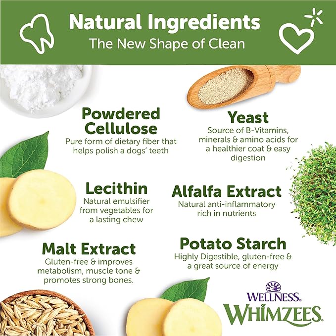 Wellness WHIMZEES Stix Dog Dental Treats, Natural Chews, Extra Small Size Stick, (56 Count)