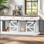 71" Large Dog Crate for 1 or 2 Dogs, Indoor Wooden Dog Cage with Removable Divider & 4 Storage Drawers - Heavy Duty Dog Kennel Furniture, Multi-Functional Pet Crates for Large/Medium Dogs,TV Stand