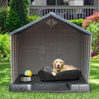 YITAHOME Large Plastic Dog House Outdoor Indoor Doghouse Puppy Shelter Water Resistant Easy Assembly Sturdy Dog Kennel with Air Vents and Elevated Floor