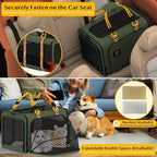 PAWZIDEA Expandable Pet Carrier with Wheels, 24x16x16in Large Cat Carrier for 2 Cats, Soft-Sided Dog Carriers for Small Medium Dog, Collapsible Rolling Travel Bag w/Telescopic Handle, XL Stroage Bag