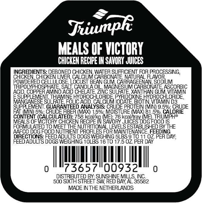 Triumph Meals of Victory Chicken Recipe Wet Dog Food | 3.5 oz - 15 pk