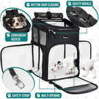 PetAmi Dog Backpack Carrier, Airline Approved Cat Backpacks for Carrying Small Large Cats, Pet Carrier Back Pack, Ventilated Soft Sided for Travel, Hiking, Camping, Max 18 lbs, Black