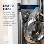 PupRug Orthopedic Dog Bed for Large Dogs with Fluffy Soft Faux Fur and Memory Foam for Joint Pain Relief, Machine Washable and Waterproof Couch Bed, Polar White, Large/Extra Large