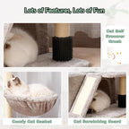 Cat Tree for Indoor Cats Large Adult, Heavy Duty Cat Tower for Big Cats, Cat Tree House with Self Groomer Brush, Big Padded Top Perch, Scratching Post, Hammock, Light Gray GCT012W