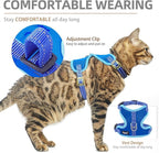 PUPTECK Cat Harness and Leash Set Escape Proof, Reflective Adjustable Soft Mesh Kitten Vest Harness for Walking Travel, Navy Blue, S
