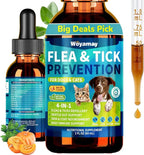 4-IN-1 Flea and Tick Prevention Drops for Dogs and Cats, Natural Cat & Dog Flea and Tick Treatment, Supports Flea Defense, Gut Health, Skin & Coat Nourishment, and Immune Support, Bacon Flavor