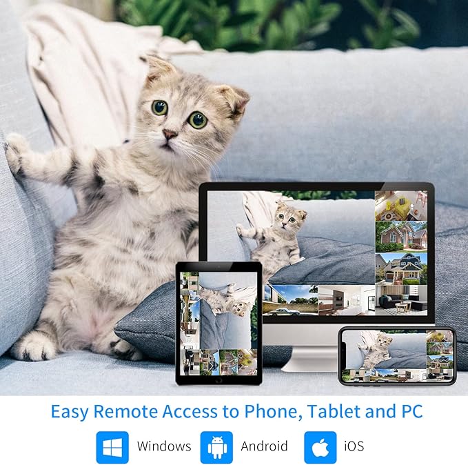 Hiseeu Wireless Pro WiFi Security Camera System, 16CH 4K NVR Kit, 8Pcs 5MP CCTV Home Security Camera System for Indoor/Outdoor Use, Night Vision, Waterproof, Motion Detection, 3TB Hard Drive