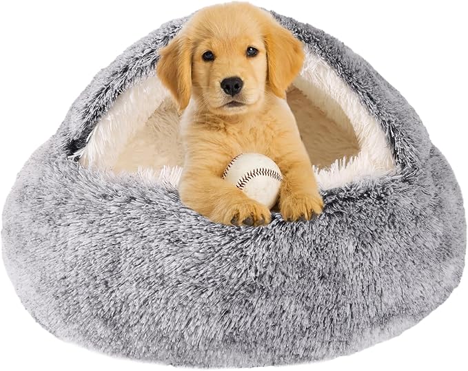Dog Beds for Small Dogs, Cat Bed Cave, Washable Cute Cat Bed, Cozy Nook Pet Bed for Dogs or Cats, Anti-Slip Puppy Bed Fits up to 12 lbs Pets(Grey, 20" x 20")