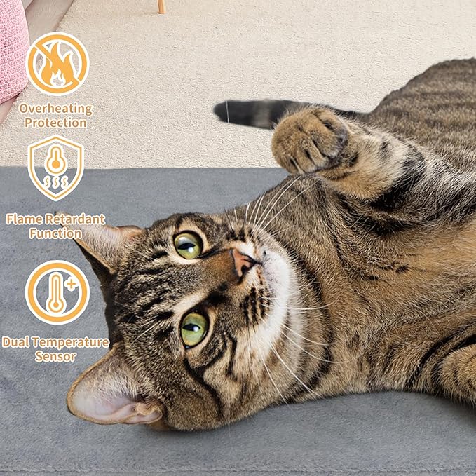 Pet Heating Pad for Cats and Small Dogs,Heated Cat Bed,Auto Temperature Control Waterproof Indoor Electric Pet Heating Pads for Cats with Chew Resistant Cord,20 * 16inch
