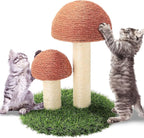 PowerKing Mushroom Cat Scratching Post, 15 x12 Inches Claw Scratching Post for Kitty, Natural Sisal Cat Scratchers Pole, Cat Interactive Toys, Cat Tree Tower (Brown)