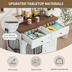 Multi-Functional Dog Crate Furniture, 37 Inch Wooden Dog Crate with Storage & 360° Rotating Bowls, Dog Kennel Furniture for Small to Large Breeds