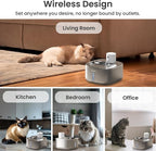 Stainless Steel Cat Water Fountain,108 oz/3.2 L Cat Water Dispenser, Battery Operated Dog Fountain,Water Bowl, Automatic Pet Fountain with Motion Sensor, 5000 mAh Battery