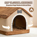 Jiupety Indoor Dog House with Frame, Large Dog Cave Bed, Insulated Cozy, Suitable for 25-60 lb, Large Plus (30"×26"×25"), Brown