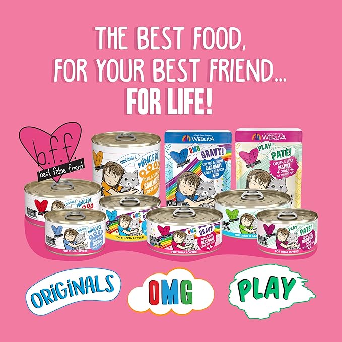 B.F.F. Play - Best Feline Friend Paté Lovers, Aw Yeah!, Tuna & Salmon Oh Snap! with Tuna & Salmon, 2.8oz Can (Pack of 12)