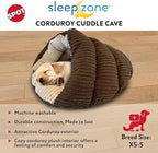 SPOT Sleep Zone Cuddle Cave - Cat Cave Bed for Indoor Cats and Mini Dogs, Durable, Comfortable, Washable for Kittens and Puppies under 10 lbs and 12 inches Long, Corduroy Brown