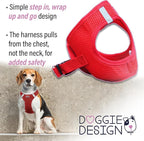 DOGGIE DESIGN American River Ultra Choke-Free Mesh Dog Harness Red (X-Large)