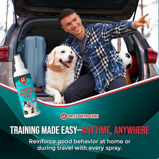 Dr.Le Nutri Care No Chew for Dogs & Cats - Extended Formula - Made in USA - 237mL (8 fl Oz) - Multi-Surface Application – Safe, Bitter Deterrent – No Residue or Stains