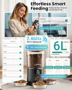 Automatic Cat Feeder for 3 Cats, 6L/25 Cups Smart WiFi Pet Feeder, Strong Anti-Jam System, Dual-Effect Desiccant Cat Food Dispenser, with 10S Voice Recorder for Cats and Small Dog(Black)