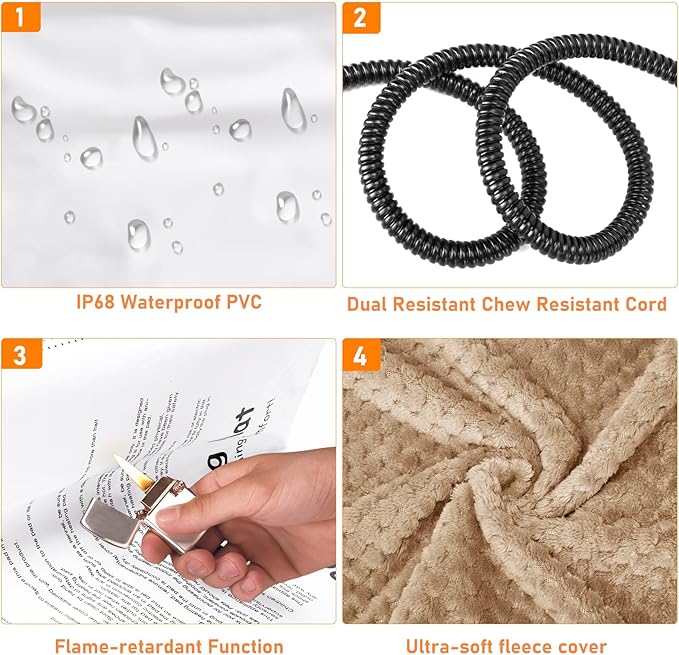 INVENHO Pet Heating Pad for Cats & Dogs, Waterproof, Adjustable Temp with Timer, Electric Pad