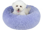Best Pet Supplies Round Donut Dog Bed with Plush Faux Fur Fabric, Calming, Anti-Anxiety Cushion for Indoor Pets, Slip-Resistant Base, Soft Ergonomic Support - Lavender, 30x30x8''