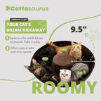 Cattasaurus Peekaboo Cat Cave for Multiple & Large Cats Up to 30-45 Lbs, Scratch Detachable & Washable Tunnel Bed, Comfy Donut Cat Cave (Brown, Jumbo)