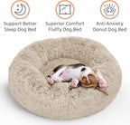 Donut Dog Bed - Premium Comfort for Anxiety Relief - Fluffy & Calming Design with Ultra-Plush Support | Cozy Round Dog Bed with Super Soft Circle Style (Size M Beige)