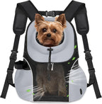 WOYYHO Pet Dog Carrier Backpack Small Dog Front Backpack Ventilated Mesh Dog Travel Back Pack with Safety Belt for Travel Hiking Cycling Outdoor Use (L (10-14 lbs), Grey)