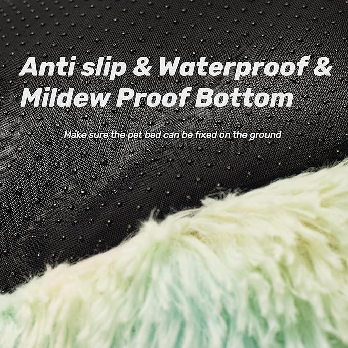 Anti Anxiety Round Fluffy Plush Faux Fur Warm Washable Dog Bed & Cat Bed, Original Bed for Small Medium Large Pets,Used to Relieve Joints and Improve Sleep（20"/24"/27''） (24", White)