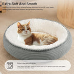 Love's cabin Round Donut Cat and Dog Cushion Bed, 20in Pet Bed for Cats or Small Dogs, Anti-Slip & Water-Resistant Bottom, Super Soft Durable Fabric Pet beds, Washable Luxury Cat Dog Bed Stripe Grey