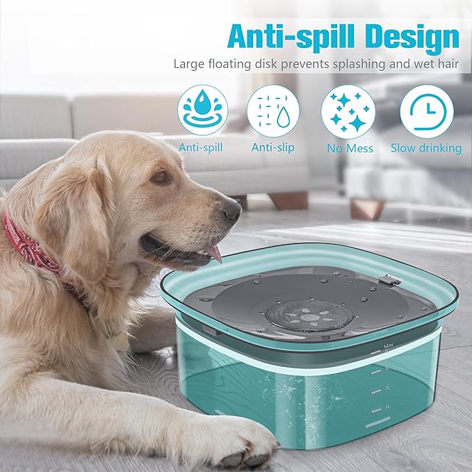 UPSKY 4L Dog Water Bowl 135oz No Spill Dog Bowl Extra Large Capacity Slow Drinking Water Feeder, Splash Proof Pet Water Dispenser Vehicle Carried Travel Water Floating Bowl for Dogs, Cats