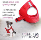 DOGGIE DESIGN American River Ultra Choke-Free Mesh Dog Harness Red (Small)