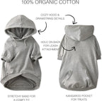 100% Organic Cotton Dog Hoodie Pet Coat for Small, Medium and Large Dogs, Gray Heather, Large