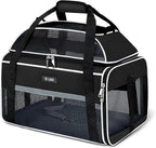 Lekereise Top-Expandable Pet Carrier - TSA Airline Approved Soft Sided Underseat Up to 15lbs Travel Carriers for Small Cats and Dogs with Locking Safety Zippers Anti-Scratch Mesh Black