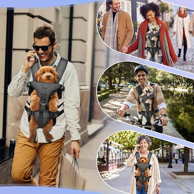 YUDODO Front Pet Carrier Backpack for Small Dogs and Cats, Secure and Breathable Mesh, Ergonomic Support, Adjustable for Walking, Hiking, or Travel (Black-Pro M)