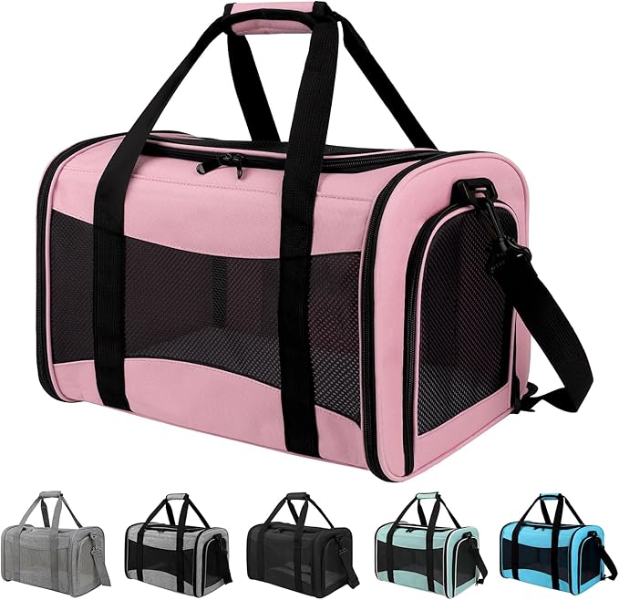 Carriers Soft-Sided Pet Carrier Pink for Medium Large Cats Dogs Undertake 35Lbs,Ventilated Mesh Windows,Top Load Cat Carrier with Airline Approved(X-Large,Pink)