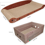 Cat Scratcher Bed 30 Inch Cat Couch Scratcher &17.5 Inch Cat Scratch Box with Refillable Scratch Pad Cat Scratchers for Indoor Cats Durable Extra Large Cats Lounge Furniture Protector