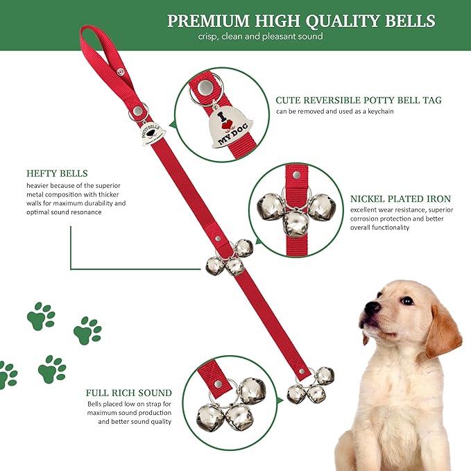 Caldwell's Pet Supply Co. Dog Potty Bells, Dog Door Bell, Bells to Go Outside, Potty Training Bell, Dogs Doorbell, Dogs Potty Doorbell, Ring to Go Pee, All Breed Puppy Training Tool