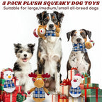 5pack Christmas Stuffed Plush Dog Interactive Dog Chew Toys for Small & Medium Dogs Durable Cute Animal Shape Squeaky for Puppy