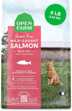 Open Farm, Grain Free Dry Cat Food, High-Protein Kibble for a Complete & Balanced Diet, Non-GMO Fruits & Vegetables, Prebiotic Fibers to Support Digestion, Wild-Caught Salmon Recipe, 8lb Bag