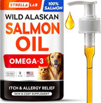 StrellaLab Wild Alaskan Salmon Oil for Dogs - Natural Omega 3 for Dogs & Cats, Itch & Allergy Relief, Skin & Coat Support - Fish Oil Liquid, EPA+DHA Fatty Acids for Hip&Joint, Immune&Heart Health 8 Oz