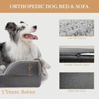 Comfort Expression Waterproof Orthopedic Foam Dog Beds for Extra Large Dogs Durable Dog Sofa The Pet Bed Washable Removable Cover with Zipper and Non-Slip Bottom Bolster