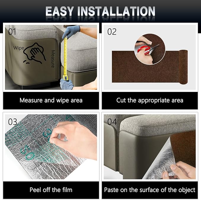 2Pack Total 78.7"x15.8" Cat Scratch Mat for Cat Couch Furniture and Wall Protector | Trimmable Self-Adhesive Carpet Climb Cat Scratcher for Covering Cat Tower and Replacement Pads (Brown)