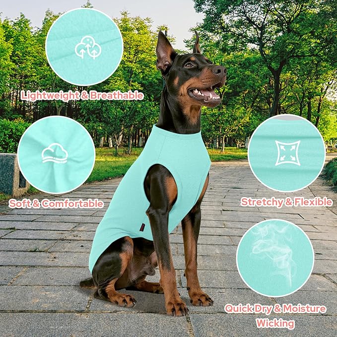 2 Pieces Shirts for Dog, Soft and Cool Dog T Shirt Vest Clothes, Breathable Pet Apparel Tank Top, Summer Doggy Sleeveless Sweatshirt for Medium Large Pets - Light Blue+Candy Pink (XL)