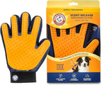 Arm & Hammer “Simply Calm” Dog Grooming Deodorizing Glove with Fragrance Transfer Technology –Scented Silicone Hand Brush for Bathing & Shedding, Sweet Lily & Vanilla Scent