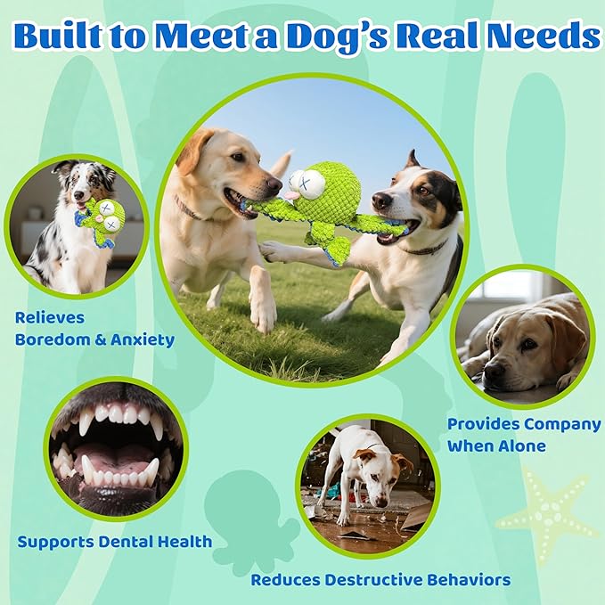 Interactive Octopus Dog Toys – Rechargeable Dog Squeaky Toy with Bouncing Ball, Music, Recording & Silent Modes – Moving Toys to Keep Dogs Busy for Small, Medium & Large Breeds