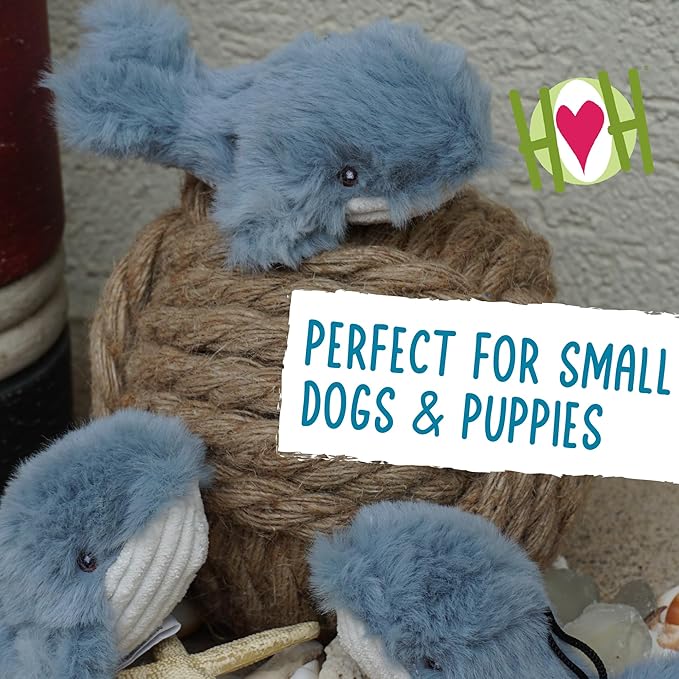 HuggleHounds Wee Huggles Plush Dog Toy - Dog Stuffed Animal Toy, Squeaky Puppy Plush for Small and Medium Sized Dogs, Durable Plushes to Keep Them Busy - Mobie Whales (Pack of 3)
