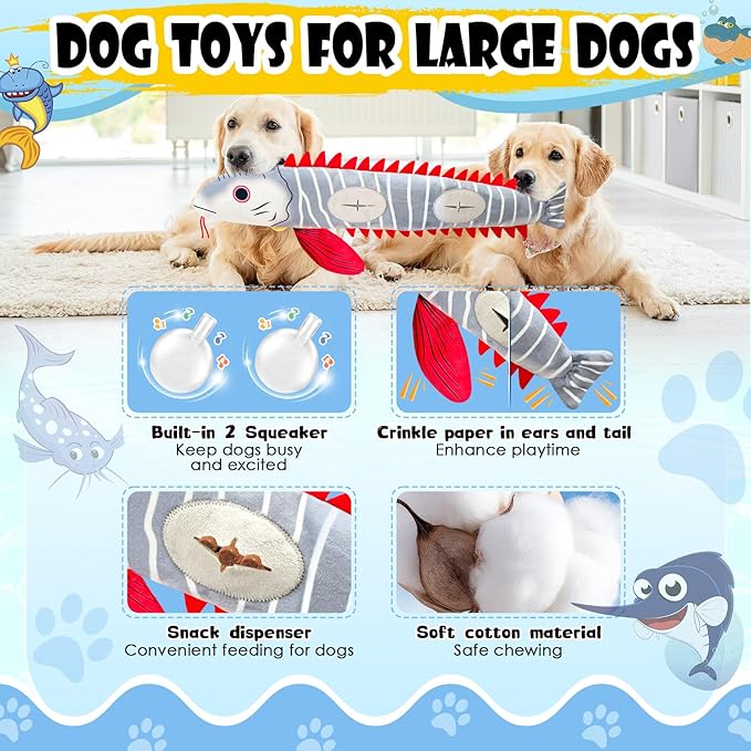 Interactive Dog Toys for Small,Medium and Large Breeds-Squeaky Tug Toy with Soft Fabric-Best Dog Boredom Toys to Keep Them Busy